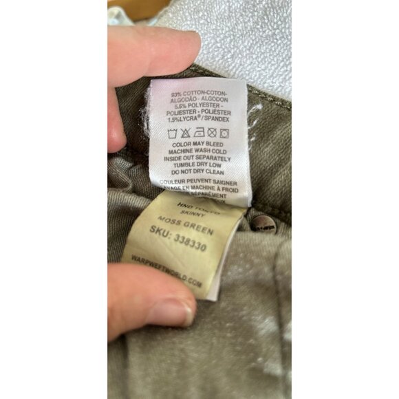 Warp + Weft Olive Green Slim Fit Stretch Jeans Size 34X30 Mens Denim Pants - Picture 4 of 8